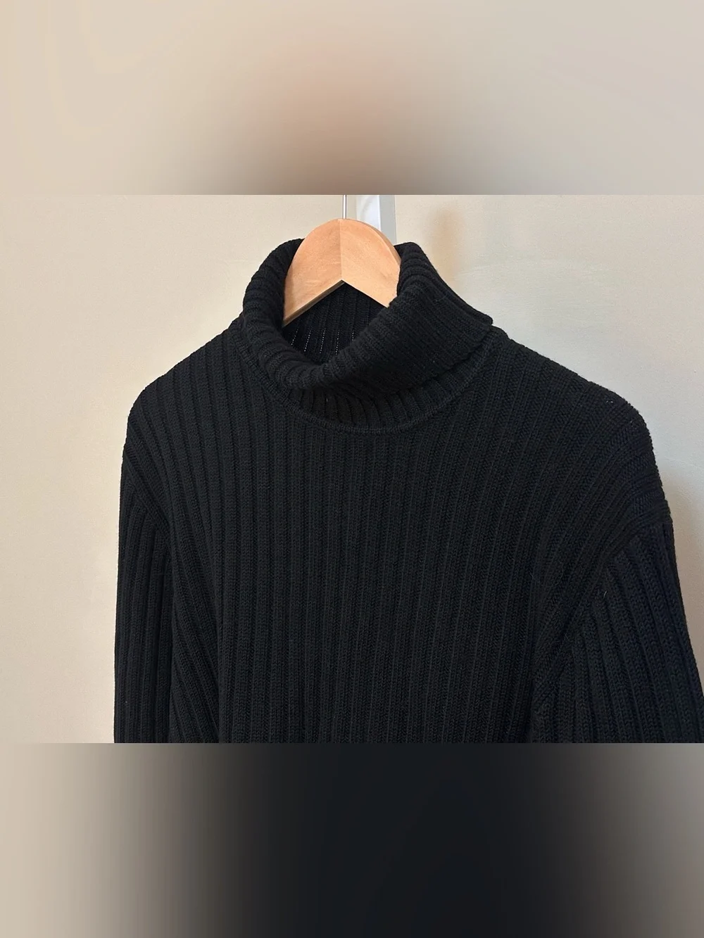 1990’s J.Crew Black Merino Wool Ribbed Turtleneck – Minimalist Quiet Luxury